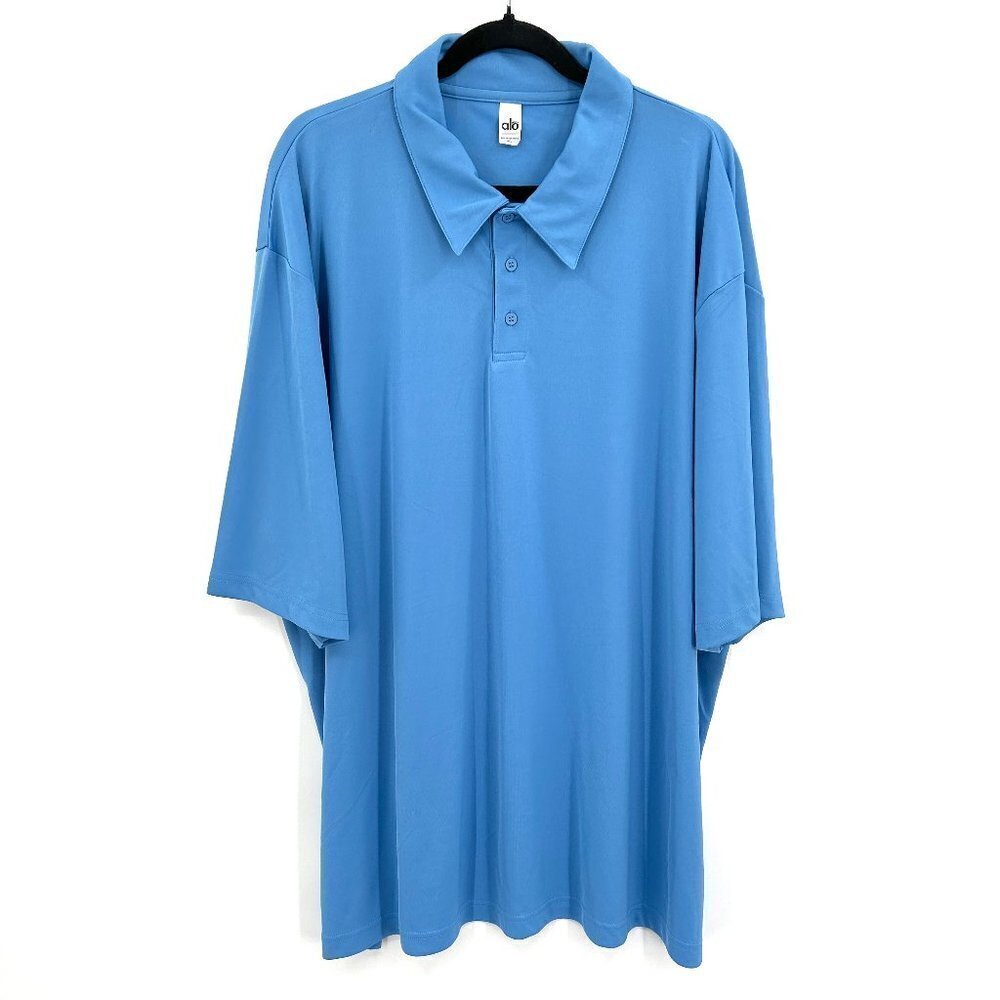 ALO Men's Blue Henley Polo Performance Athleisure Shirt Size 4XL
